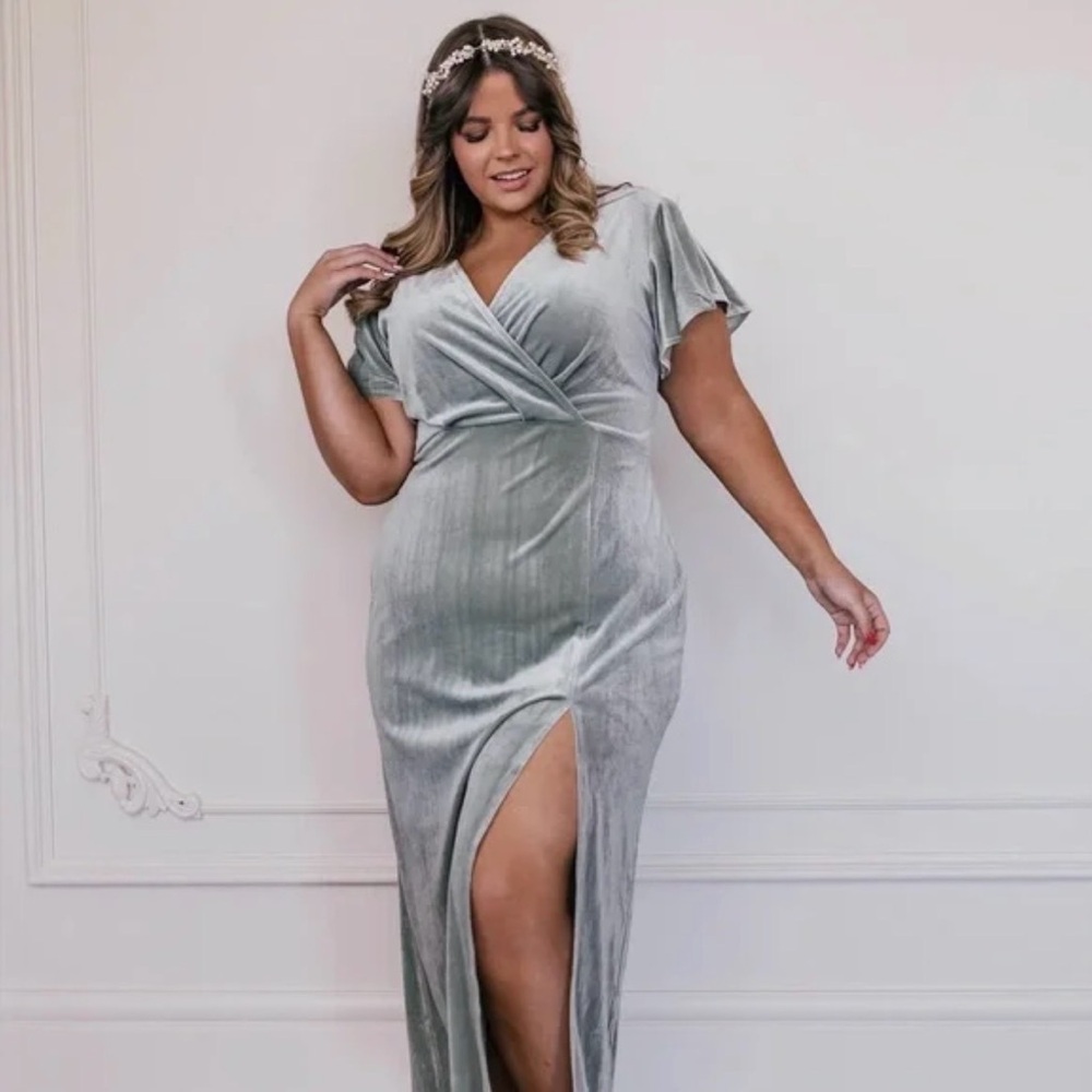 JessaKae “Everly” Sage Velvet Cocktail Dress 5X